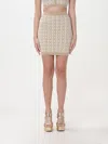 Elisabetta Franchi Logo-intarsia Knitted Skirt In Beige
