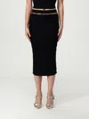Elisabetta Franchi Black Diamond Knit Skirt With Jewel Detail In Black