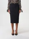 Elisabetta Franchi Black Asymmetric Midi Skirt In Schwarz