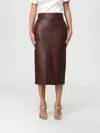 Elisabetta Franchi Pencil Skirt With Jewel Clasps In Brown