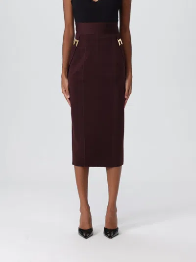 Elisabetta Franchi Stretch Pencil Skirt In Burgundy