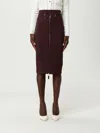 Elisabetta Franchi High-waisted Midi Skirt Zip Detailing In Brown
