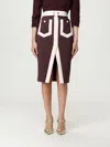 Elisabetta Franchi Patch-pocket Midi Skirt In Brown