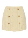 Elisabetta Franchi Skirt In Boucl Lurex With Logoed Buttons In Yellow