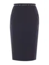 Elisabetta Franchi Skirt In Crpe Fabric With Logo Ribbon In Black