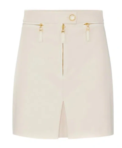 Elisabetta Franchi Skirt In Double Layer Crêpe With Zip In Neutral