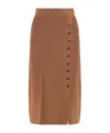 Elisabetta Franchi Skirt In Knitted Fabric With Jewel Buttons In Brown