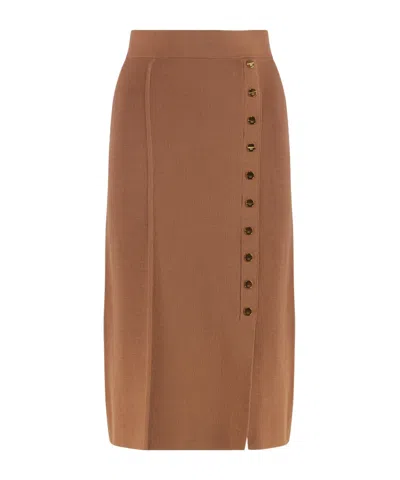 ELISABETTA FRANCHI ELISABETTA FRANCHI BUTTON EMBELLISHED KNITTED SKIRT