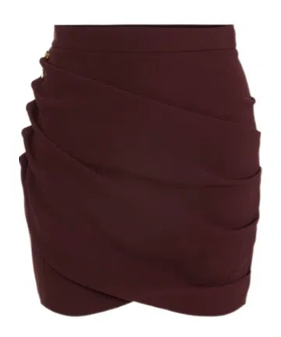 Elisabetta Franchi Skirt In Lightweight Crêpe Fabric With Jewel Buttons In Burgundy