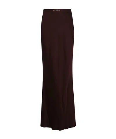 Elisabetta Franchi Skirt In Satin Crêpe Fabric With Jewel Detail In Burgundy