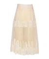 Elisabetta Franchi Skirt In Tulle Fabric With Lace Decorations In Nude