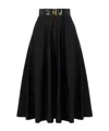 Elisabetta Franchi Skirt In Voile Fabric With Belt In Black