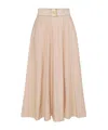 Elisabetta Franchi Skirt In Voile Fabric With Belt In Neutral