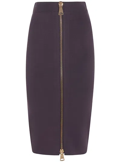 Elisabetta Franchi Knitted Midi Skirt In Purple
