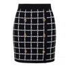 Elisabetta Franchi Black Jacquard Mini Skirt With Logo And Gold Buttons In Nero Burro