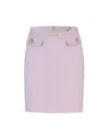 Elisabetta Franchi Crepe Mini Skirt With Piping And Jewel Clip In Pink