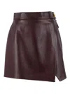 Elisabetta Franchi Leather Wrap Miniskirt Gold-tone Hardware In Brown