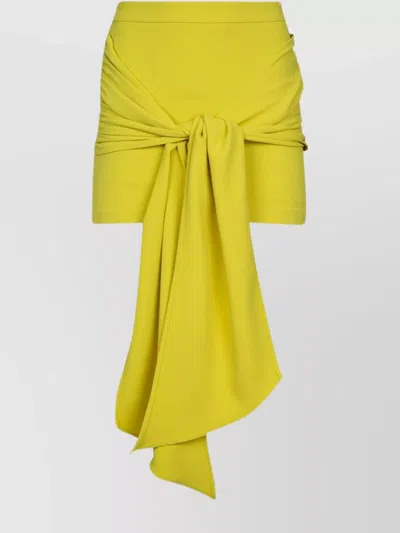 Elisabetta Franchi Skirt With Asymmetrical Hem And Tie Detail In Yellow