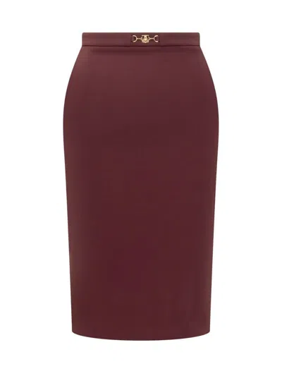Elisabetta Franchi Skirt With Logo In Red