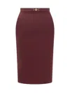 Elisabetta Franchi Skirt With Logo In Red