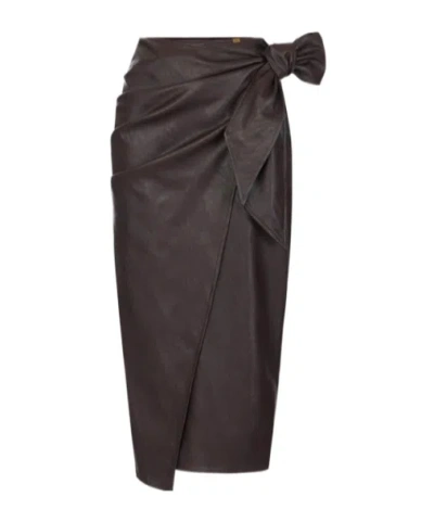 Elisabetta Franchi Skirt With Sash Belt In Brown