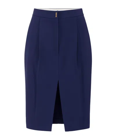 Elisabetta Franchi Skirt With Slit Hem In Blue