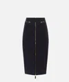 Elisabetta Franchi Lightweight Crepe Skirt With Black Zip In Black