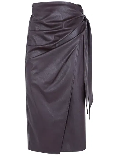Elisabetta Franchi Eco-leather Midi Skirt In Animal Print
