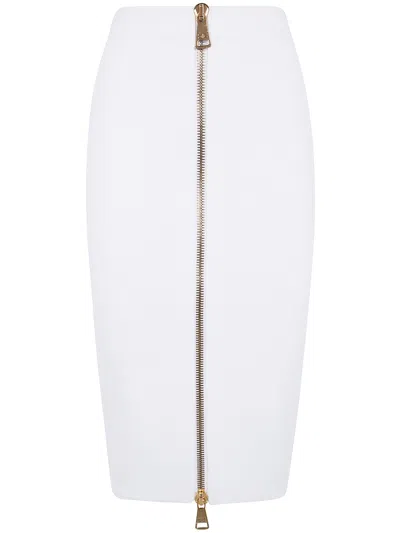 Elisabetta Franchi Knee-length Zipper Fitted Mini Skirt In White