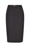 Elisabetta Franchi Longuette Skirt With Satin Side Bands