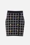 Elisabetta Franchi Black Jacquard Mini Skirt With Logo And Gold Buttons
