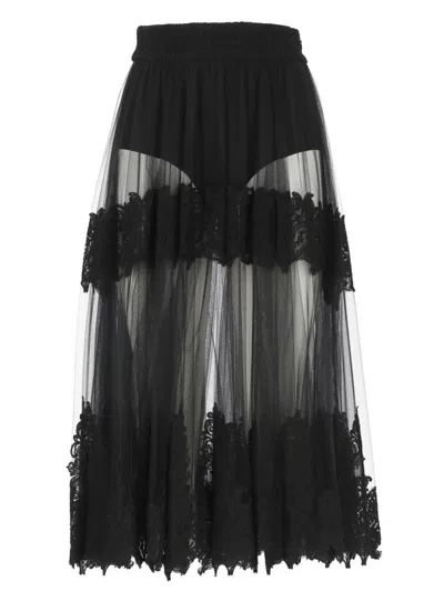 Elisabetta Franchi Tulle Skirt In Black