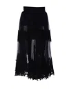 Elisabetta Franchi High Waist Embroidered Midi Skirt With Sheer Overlay In Black