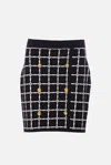 Elisabetta Franchi Black Jacquard Mini Skirt With Logo And Gold Buttons