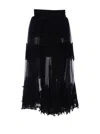 Elisabetta Franchi High Waist Embroidered Midi Skirt With Sheer Overlay In Black