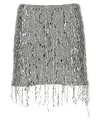 Elisabetta Franchi Silver Embroidered Sequin Mini Skirt In Metallic