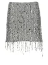 Elisabetta Franchi Silver Embroidered Sequin Mini Skirt