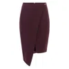 Elisabetta Franchi Asymmetrical Bordeaux Skirt With Wrap-style Front