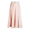 Elisabetta Franchi Midi Skirt With Belted Waist And Pleats In Pink