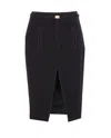 Elisabetta Franchi Belted Skirt With Front Split And Pockets In Black