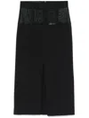 Elisabetta Franchi Midi Skirt In Black With Semi-sheer Panels In Black