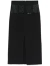 Elisabetta Franchi Midi Skirt In Black With Semi-sheer Panels In Black