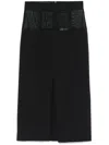 Elisabetta Franchi Midi Skirt In Black With Semi-sheer Panels In Black