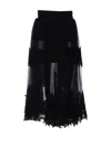Elisabetta Franchi High Waist Embroidered Midi Skirt With Sheer Overlay In Black