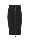 Elisabetta Franchi Lightweight Crepe Skirt With Black Zip In Black