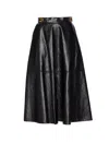 Elisabetta Franchi Leather-effect Belted Midi Skirt In Black