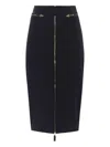 Elisabetta Franchi Lightweight Crepe Skirt With Black Zip In Black