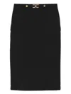 Elisabetta Franchi Slit Waist Gold High Knee Skirt In Black