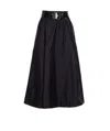Elisabetta Franchi Midi A-line Skirt High-shine Belt In Black