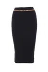 Elisabetta Franchi Black Diamond Knit Skirt With Jewel Detail In Black